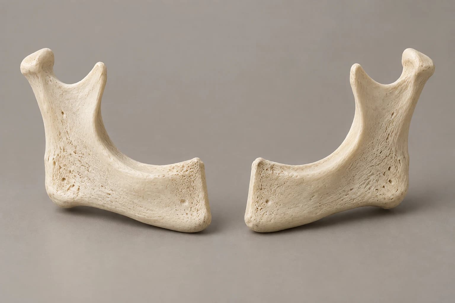 Anatomical illustration of isolated mandibular bone segments